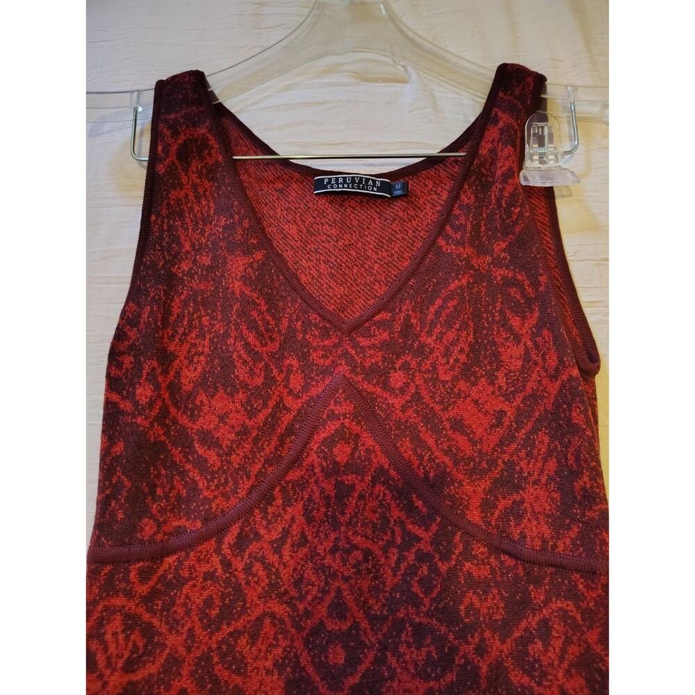 Peruvian Connection Women's M Collection Red   V-Neck Sleeveless Mermaid Dress - Picture 10 of 14